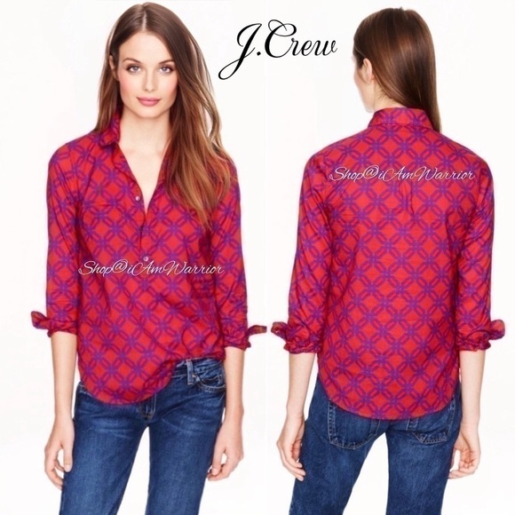 J.Crew red/orange & purple chain Ratti print cotton pullover *shop@iamwarrior - Picture 1 of 16